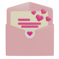 3D Illustration of mail love letter for Valentine's Day png