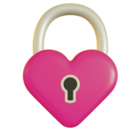 3D Illustration of lock with love shape for Valentine's Day png