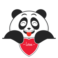 panda playful holding heart cartoon cute png