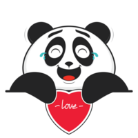 panda laughing holding heart cartoon cute png