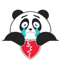 panda broken love holding heart cartoon cute png