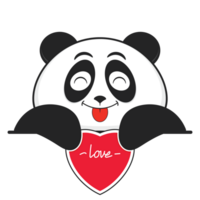 panda brincalhão segurando coração desenho animado fofa png
