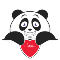 panda smile holding heart cartoon cute png