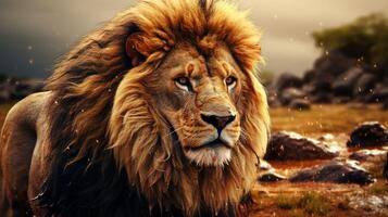 AI generated lion high quality image photo