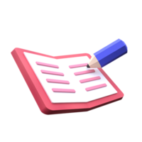 unique Open book with pencil 3D rendering icon illustration simple.Realistic illustration. png