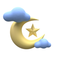 einzigartig Mond Wolken Sterne 3d Rendern Symbol Illustration einfach.realistisch Illustration. png