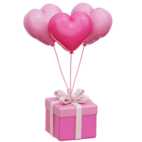 Valentine Gift With Balloons 3d Icon Illustrations png