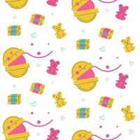 Vector pattern of 90s sweets bubble gum and gummy bears