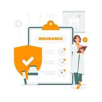 Health insurance protection paper form, document service, medical service welfare access concept illustration vector