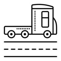 Single empty tow truck black line vector icon, transport for a car evacuation