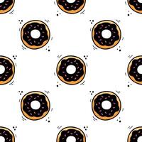 Doughnut seamless pattern. Hand drawn Sketch of doughnut. Fast food illustration in doodle style. Texture with Donut illustration. Fast food pattern, texture, fabric, wrapping paper. vector