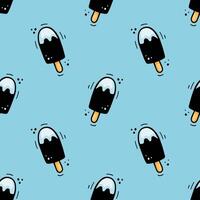 Hand drawn Ice cream seamless pattern. Fast food illustration in doodle style draw with felt tip pen. Sketch of Ice cream. Fast food texture in doodle style. Ice cream illustration. vector