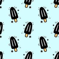 Hand drawn Ice cream seamless pattern. Fast food illustration in doodle style draw with felt tip pen. Sketch of Ice cream. Fast food texture in doodle style. Ice cream illustration. vector