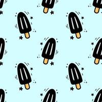 Hand drawn Ice cream seamless pattern. Fast food illustration in doodle style draw with felt tip pen. Sketch of Ice cream. Fast food texture in doodle style. Ice cream illustration. vector