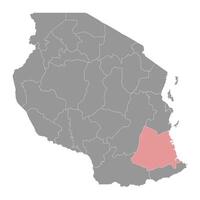 Lindi Region map, administrative division of Tanzania. Vector illustration.