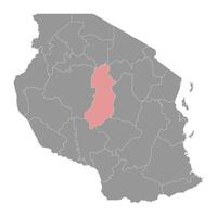 singida región mapa, administrativo división de Tanzania. vector ilustración.