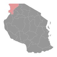 kagera región mapa, administrativo división de Tanzania. vector ilustración.