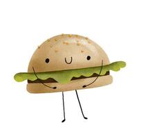 Funny fast food hand drawn characters with face and hands. Tasty vector