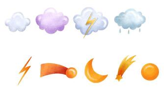 Weather forecast. Set of elements for determining weather and ce vector