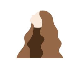 Profile of a young girl in brown tones. Cute flat hand drawn ill vector