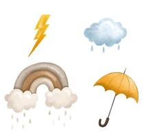 Weather forecast. Set of elements for determining weather and ce vector