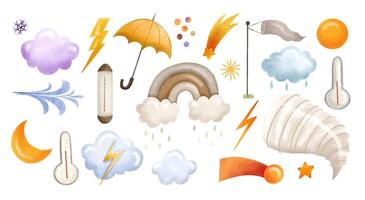 Weather forecast. Set of elements for determining weather and ce vector