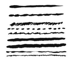 Set of black hand drawn horizontal lines vector