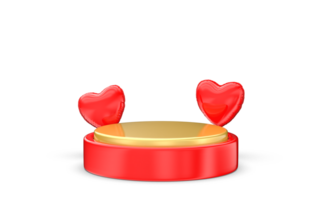 product display podium with glossy heart balloon png