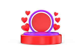 product display podium with glossy heart balloon png