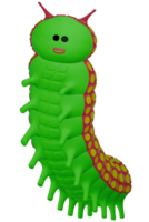 3D caterpillar green pink png