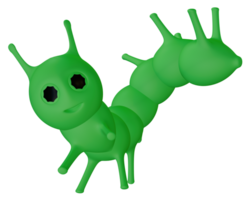 3D caterpillar green png