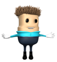 3d personnage bleu chemise png