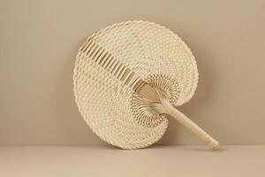 Woven Rattan Fan, Traditional Asian Fan photo