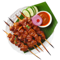 AI generated Plate of Satay png isolated on transparent background