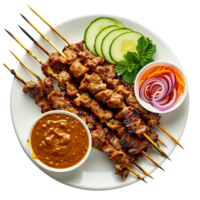 AI generated Plate of Satay png isolated on transparent background