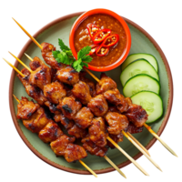 AI generated Plate of Satay png isolated on transparent background