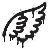 Spray Painted Graffiti wings Sprayed isolated with a white background. graffiti wings with over spray in black over white. Vector illustration