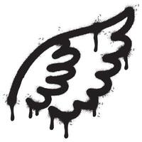 Spray Painted Graffiti wings Sprayed isolated with a white background. graffiti wings with over spray in black over white. Vector illustration