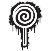 Spray Painted Graffiti Candy lollipop icon Sprayed isolated with a white background. graffiti Candy lollipop symbol with over spray in black over white. vector