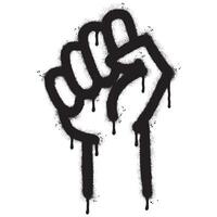 Spray Painted Graffiti fist hand icon Sprayed isolated with a white background. graffiti fist power symbol with over spray in black over white. vector