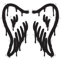 Spray Painted Graffiti wings Sprayed isolated with a white background. graffiti wings with over spray in black over white. Vector illustration