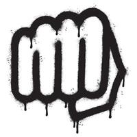 Spray Painted Graffiti fist hand icon Sprayed isolated with a white background. graffiti fist power symbol with over spray in black over white. vector