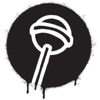 Spray Painted Graffiti Candy lollipop icon Sprayed isolated with a white background. graffiti Candy lollipop symbol with over spray in black over white. vector