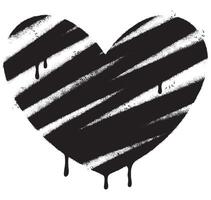 Spray Painted Graffiti heart icon isolated with a white background. graffiti love icon with over spray in black over white. vector