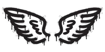 Spray Painted Graffiti wings Sprayed isolated with a white background. graffiti wings with over spray in black over white. Vector illustration