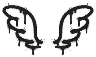 Spray Painted Graffiti wings Sprayed isolated with a white background. graffiti wings with over spray in black over white. Vector illustration