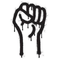 Spray Painted Graffiti fist hand icon Sprayed isolated with a white background. graffiti fist power symbol with over spray in black over white. vector