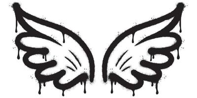 Spray Painted Graffiti wings Sprayed isolated with a white background. graffiti wings with over spray in black over white. Vector illustration