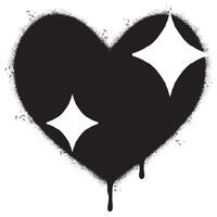 Spray Painted Graffiti heart icon isolated with a white background. graffiti love icon with over spray in black over white. vector