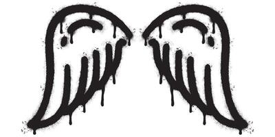 Spray Painted Graffiti wings Sprayed isolated with a white background. graffiti wings with over spray in black over white. Vector illustration